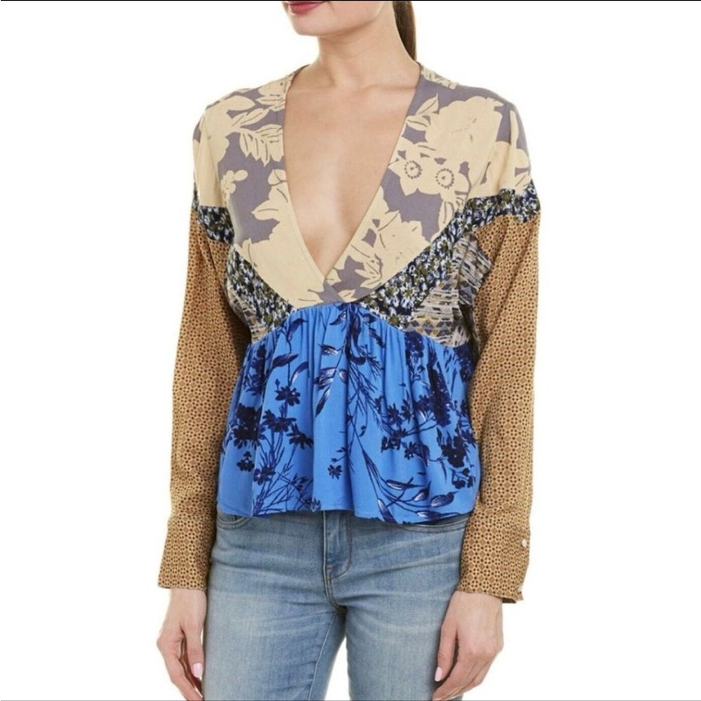Free People Patchwork Aloha State of Mind V-Neck Top